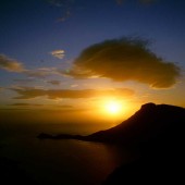sunset behind telendos